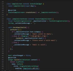 flutter email validation with setstate code part 1