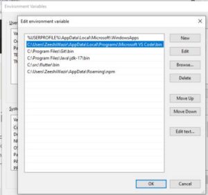 vs code path in user environment variables