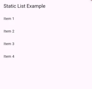 list with static data in stateless flutter widget